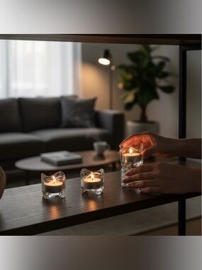 Vintage IKEA VASNAS Glass Tealight Holders Set of 4 Stackable‎ Scandinavian